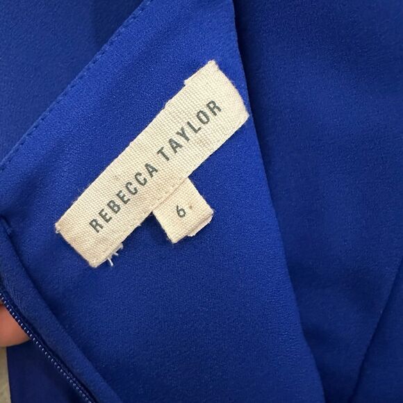 REBECCA TAYLOR Royal Blue Sheath Mini Dress Sheer Accent Cut-Out Back NWOT - Picture 8 of 12